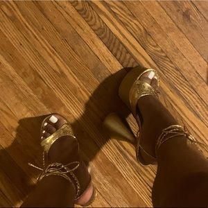 Gold platform shoes